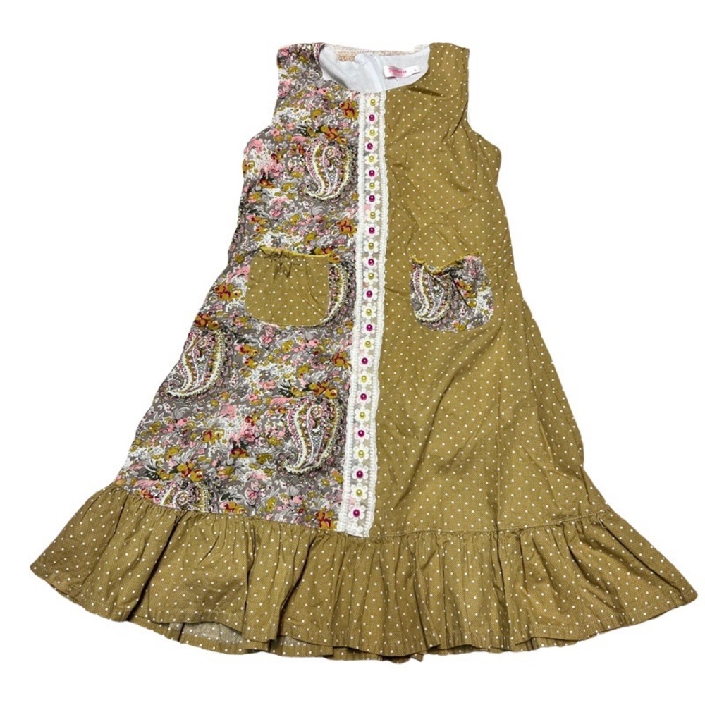 Sunboree boho dress with ruffle hem faux pearl buttons